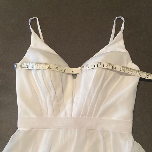 Women’s Elegant White Chiffon Full Length Dress CorsetBack Leg Slit Size 2 *READ - Picture 9 of 12